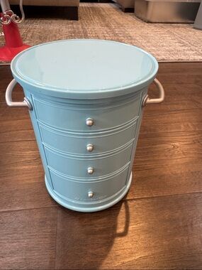 American Girl Pale Blue Round 4-Drawer Accent Chest with Handles